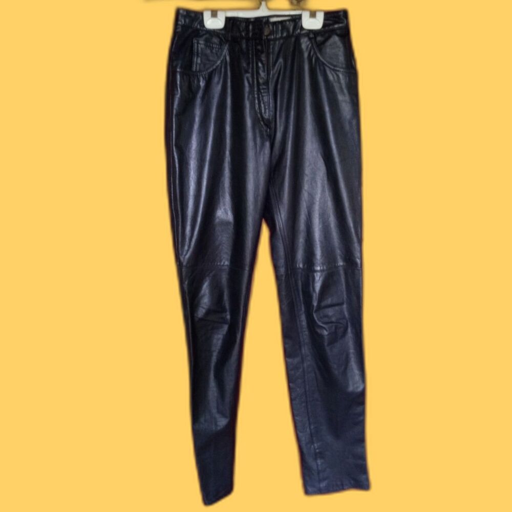 Oleg Cassini Vintage Black Leather Pants Ladies size 12